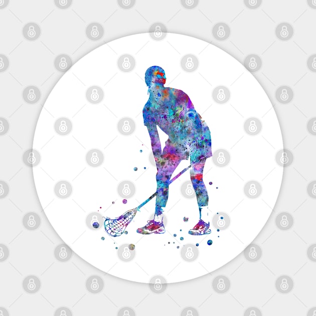 Lacrosse Player Girl Magnet by RosaliArt
